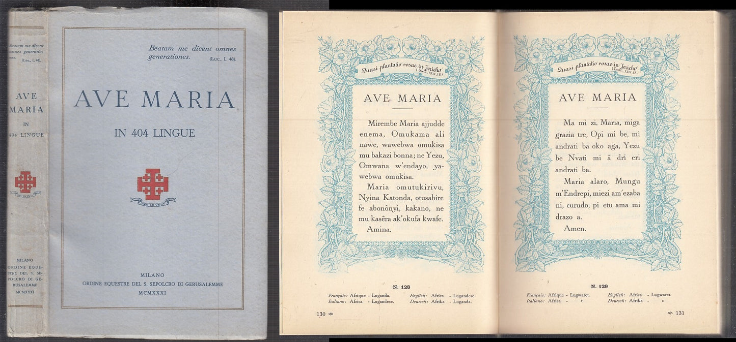 LD- AVE MARIA IN 404 LINGUE -- ORDINE EQUESTRE S. SEPOLCRO ---- 1931 - B- XFS122