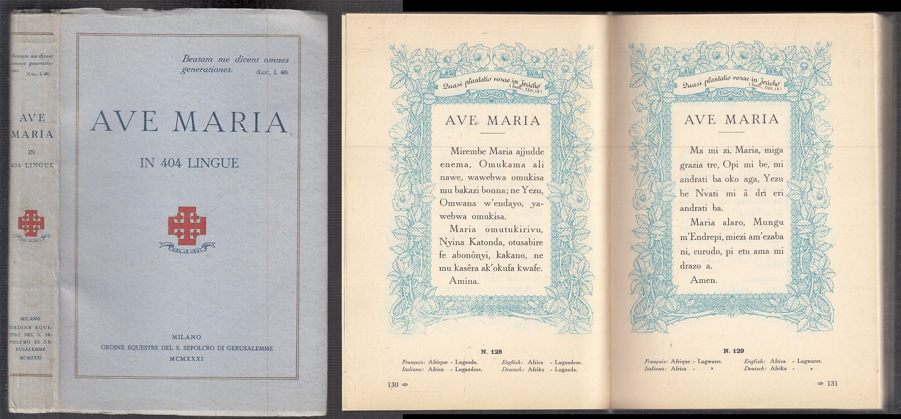 LD- AVE MARIA IN 404 LINGUE -- ORDINE EQUESTRE S. SEPOLCRO ---- 1931 - B- XFS122