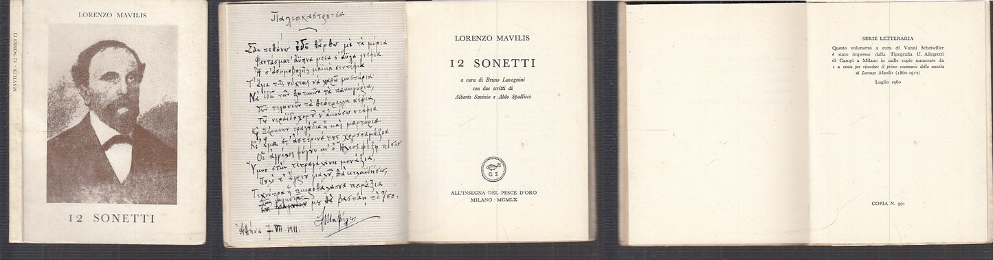 LN- 12 SONETTI - LORENZO MAVILIS - PESCE D'ORO - SCHEIWILLER -- 1960 - B- XFS122