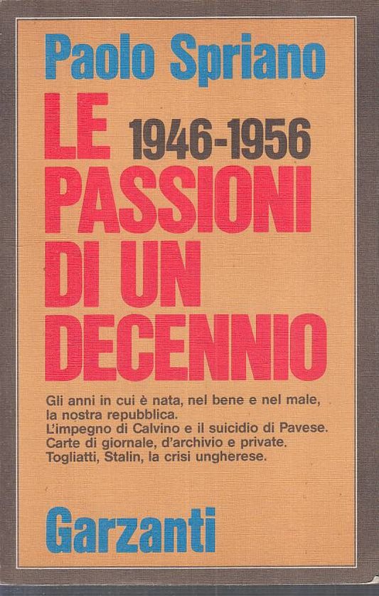 LS- LE PASSIONI DI UN DECENNIO 1946/56 - SPRIANO - GARZANTI --- 1986 - B - YTS38