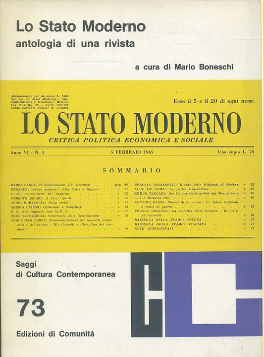 LS- LO STATO MODERNO ANTOLOGIA DI UNA RIVISTA -- COMUNITA' --- 1967- B- ZTS443