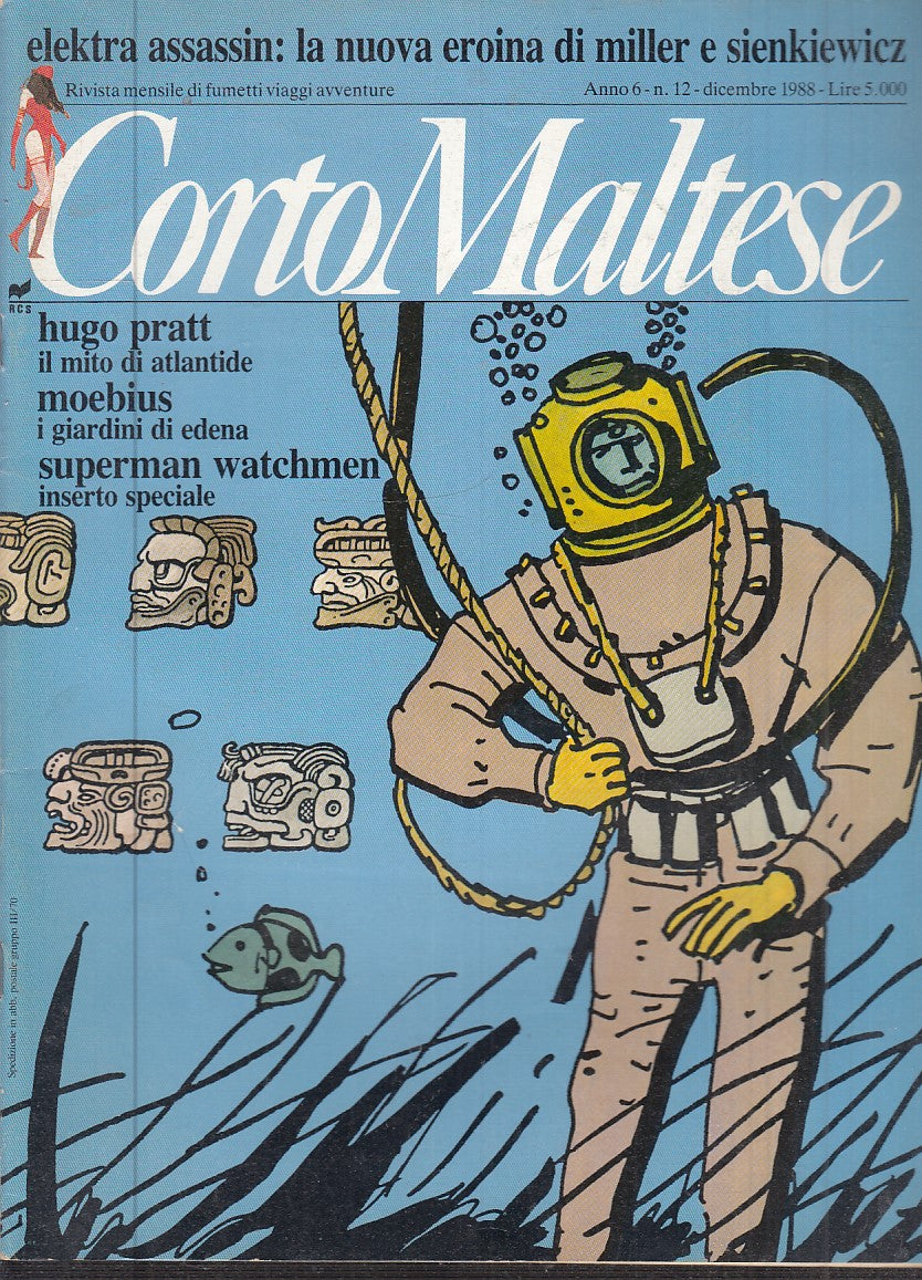 FR- RIVISTA CORTO MALTESE N.12 ANNO 6 COMPLETO DI INSERTO SUPERMAN - 1988 - TNX