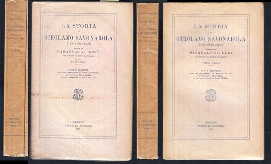 LA STORIA DI GIROLAMO SAVONAROLA 1/2- VILLARI- LE MONNIER--- 1930- BS- XFS21