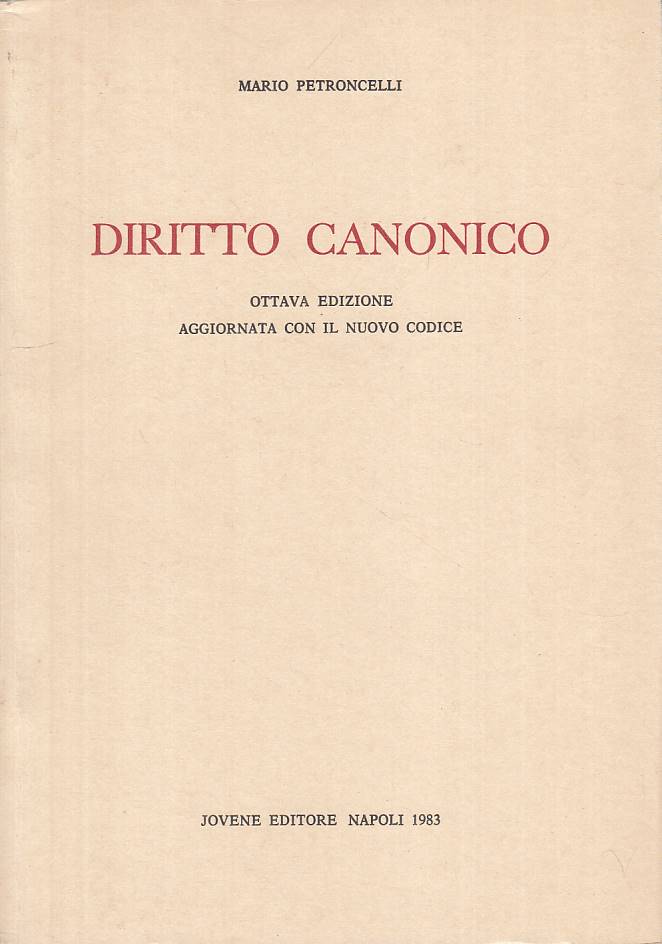 LS- DIRITTO CANONICO - MARIO PETRONCELLI - JOVENE ---- B - YTS410