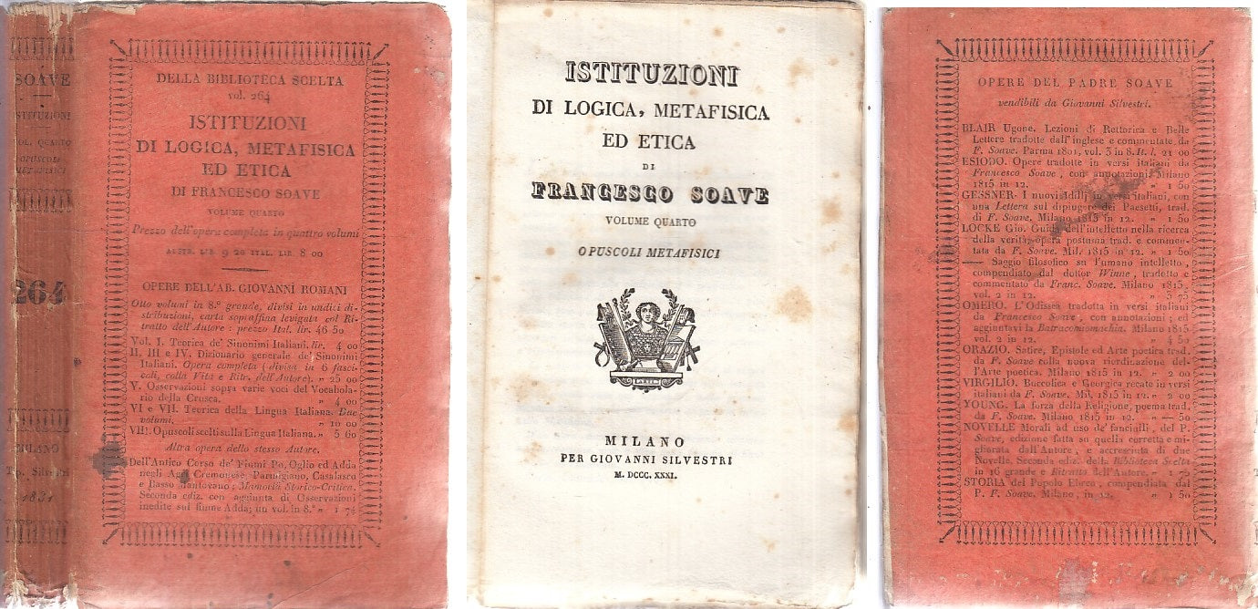 LH- ISTITUZIONI DI LOGICA METAFISICA ETICA 4- FRANCESCO SOAVE---- 1831- B-XFS104