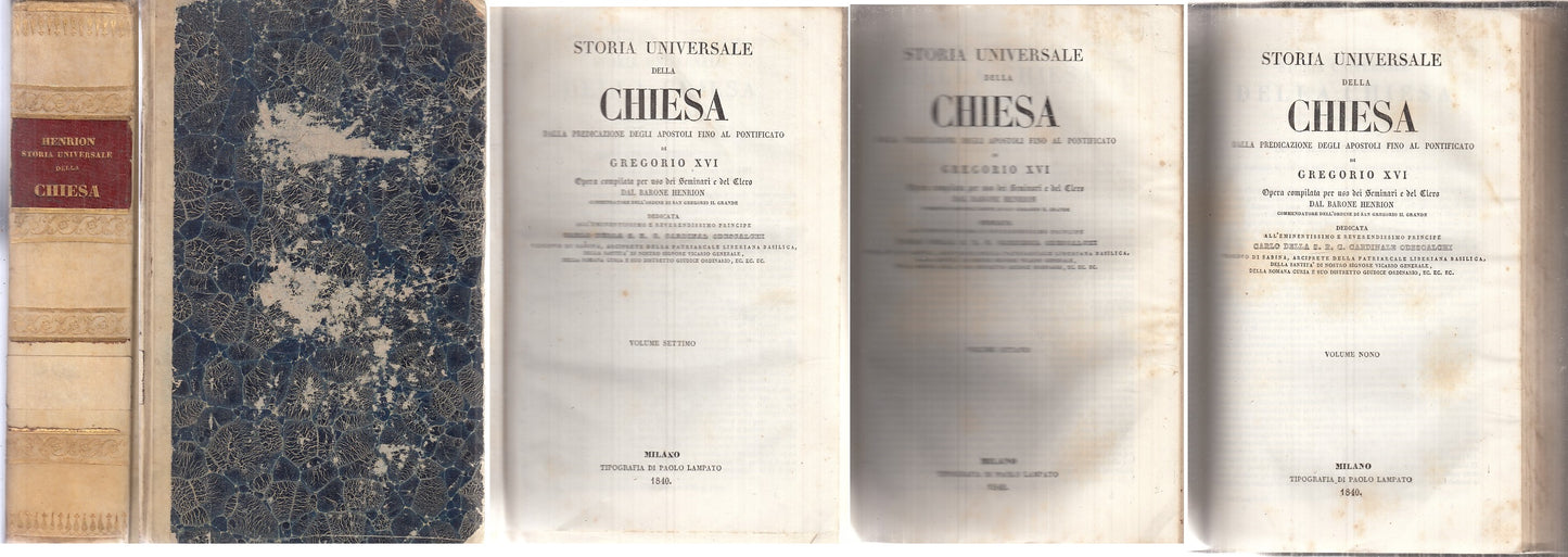 LD- STORIA UNIVERSALE DELLA CHIESA VII VIII IX- HENRION- LAMPATO- 1840- C-XFS104
