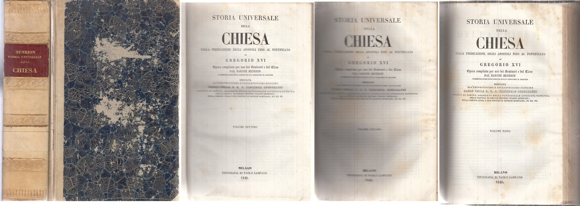 LD- STORIA UNIVERSALE DELLA CHIESA VII VIII IX- HENRION- LAMPATO- 1840- C-XFS104