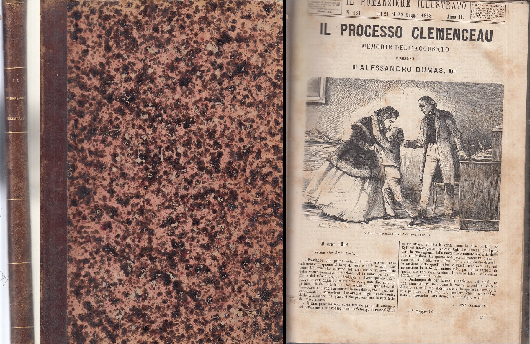 LB- IL PROCESSO CLEMENCEAU - ALESSANDRO DUMAS - SONZOGNO --- 1868 - C - XFS146