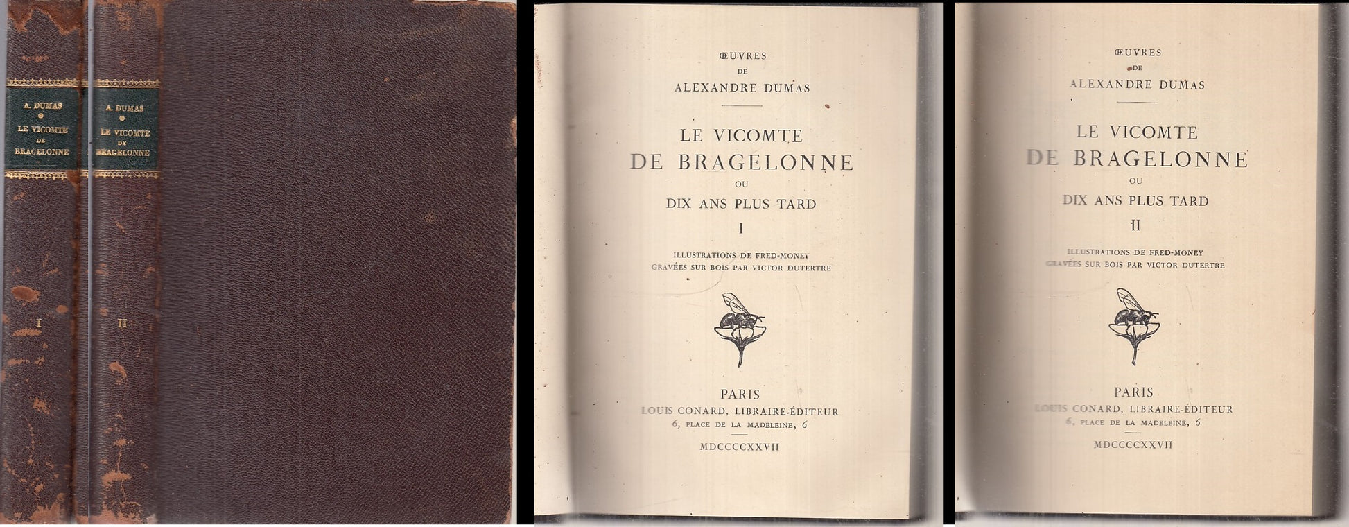 LN- LE VICOMTE DE BRAGELONNE 2 VOLUMI MONEY - DUMAS - CONRAD --- 1927 -- XFS104
