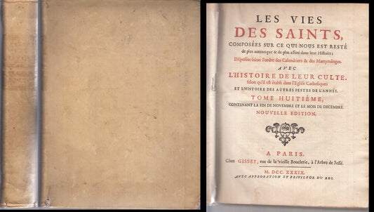 LH- LES VIES DES SAINTS TOME HUITIEME SETTECENTINA -- GISSEY --- 1739- C- XFS106