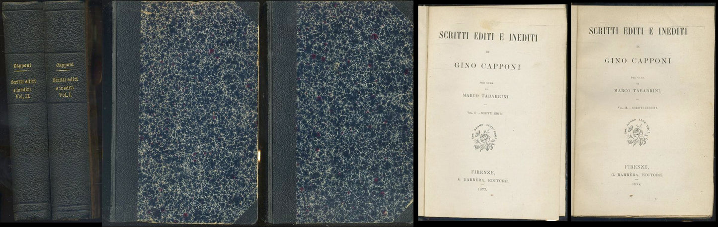 LH- SCRITTI EDITI E INEDITI 2 VOLUMI - GINO CAPPONI - BARBERA--- 1877- C- XFS116