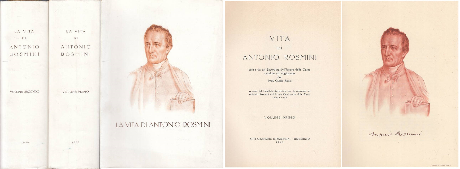 LS- LA VITA DI ANTONIO ROSMINI 2 VOLUMI -- MANFRINI --- 1959 - BS - YTS317