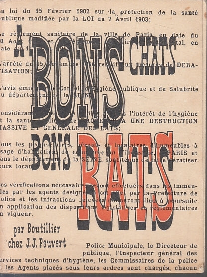A BONS CHATS BONS RATS -- JEAN JACQUES PAUVERT --- 1958 - B - ZFS265
