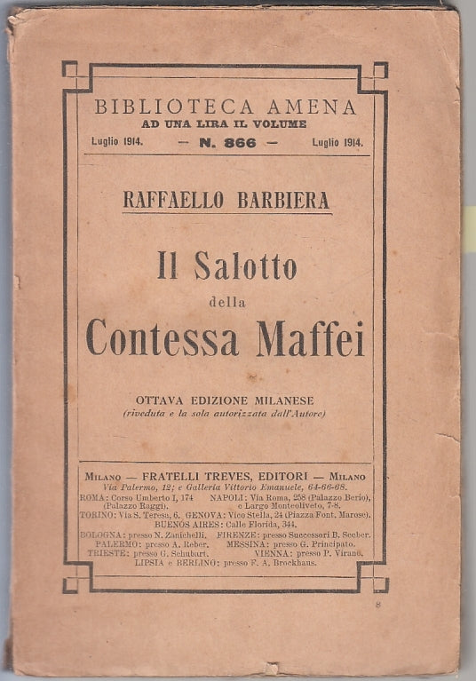 LN- IL SALOTTO DELLA CONTESSA MAFFEI - BARBIERA - F.LLI TREVES--- 1914- B- ZFS83
