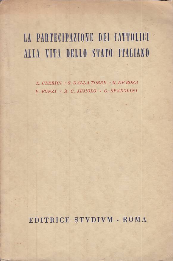 LS- PARTECIPAZIONE CATTOLICI VITA STATO ITALIANO -- STUDIUM--- 1958 - B - YTS408