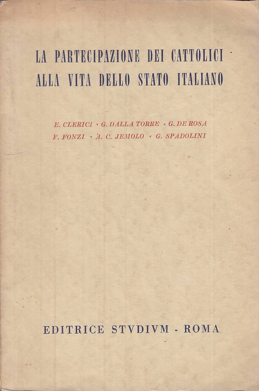 LS- PARTECIPAZIONE CATTOLICI VITA STATO ITALIANO -- STUDIUM--- 1958 - B - YTS408