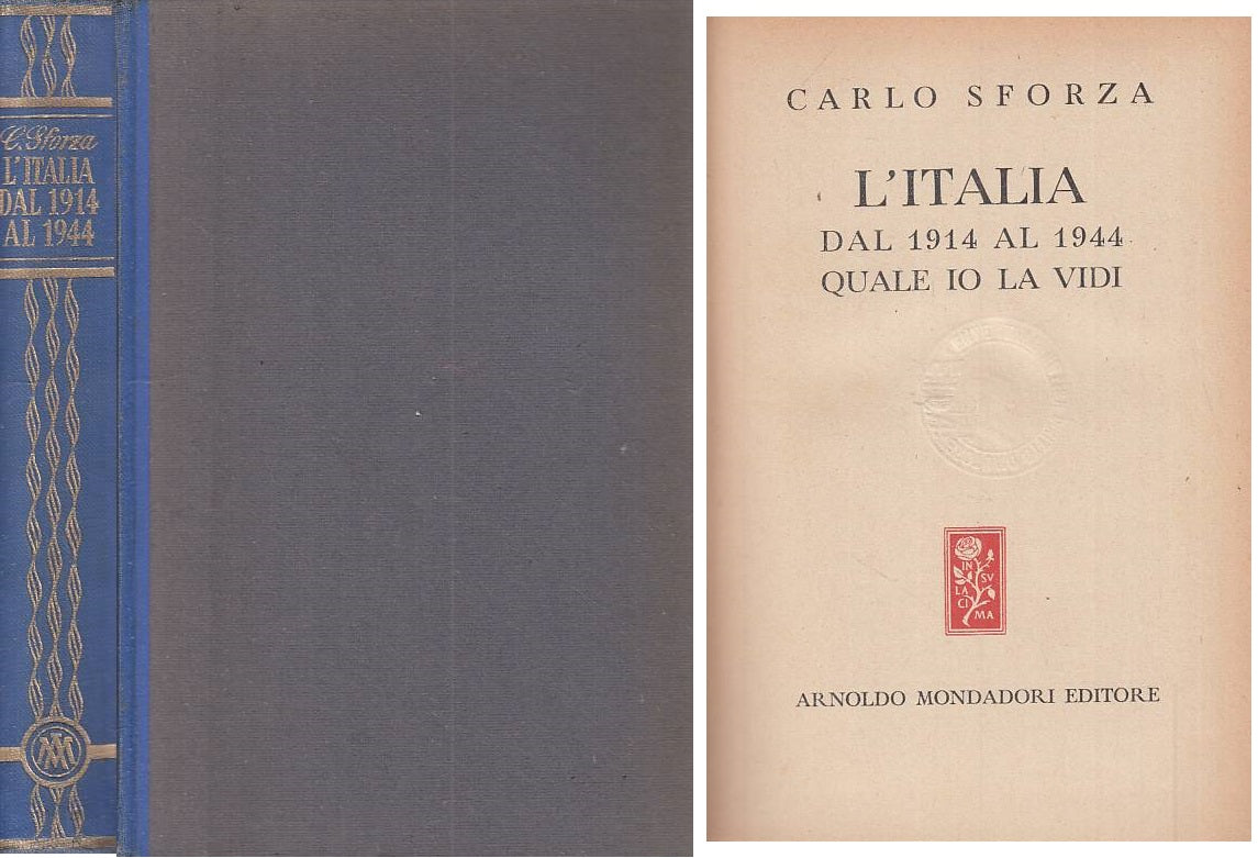 LS- L'ITALIA DAL 1914 AL 1944 QUALE IO LA VIDI- SFORZA- MONDADORI---- C - YTS170
