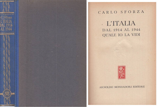 LS- L'ITALIA DAL 1914 AL 1944 QUALE IO LA VIDI- SFORZA- MONDADORI---- C - YTS170