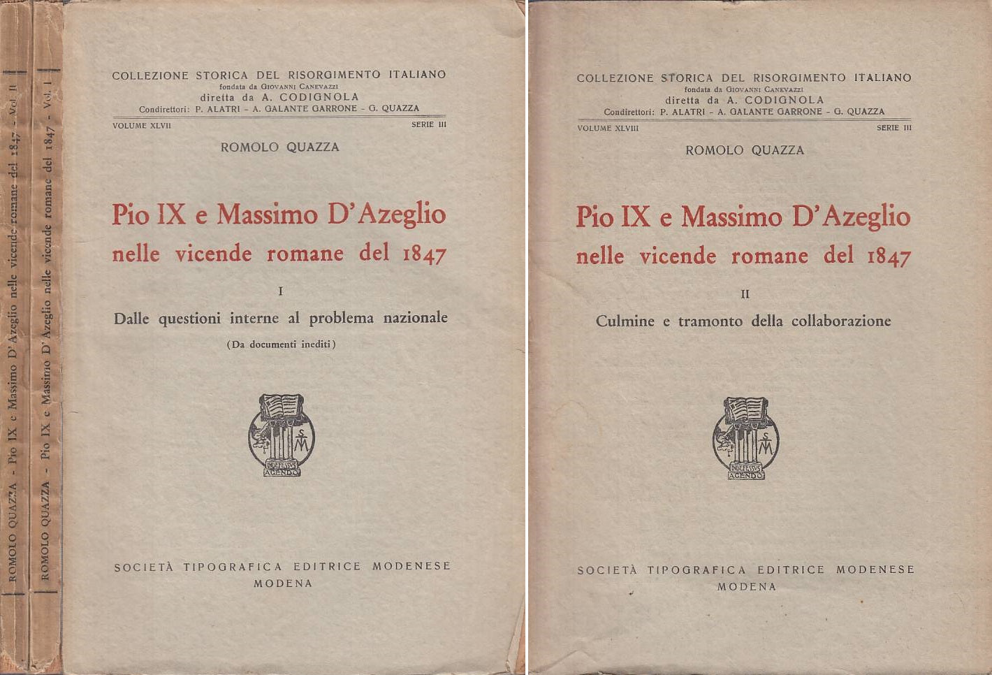 LS- PIO IX E MASSIMO D'AZEGLIO VICENDE ROMANE 1847 -- MODENA--- 1954 - B - YTS23