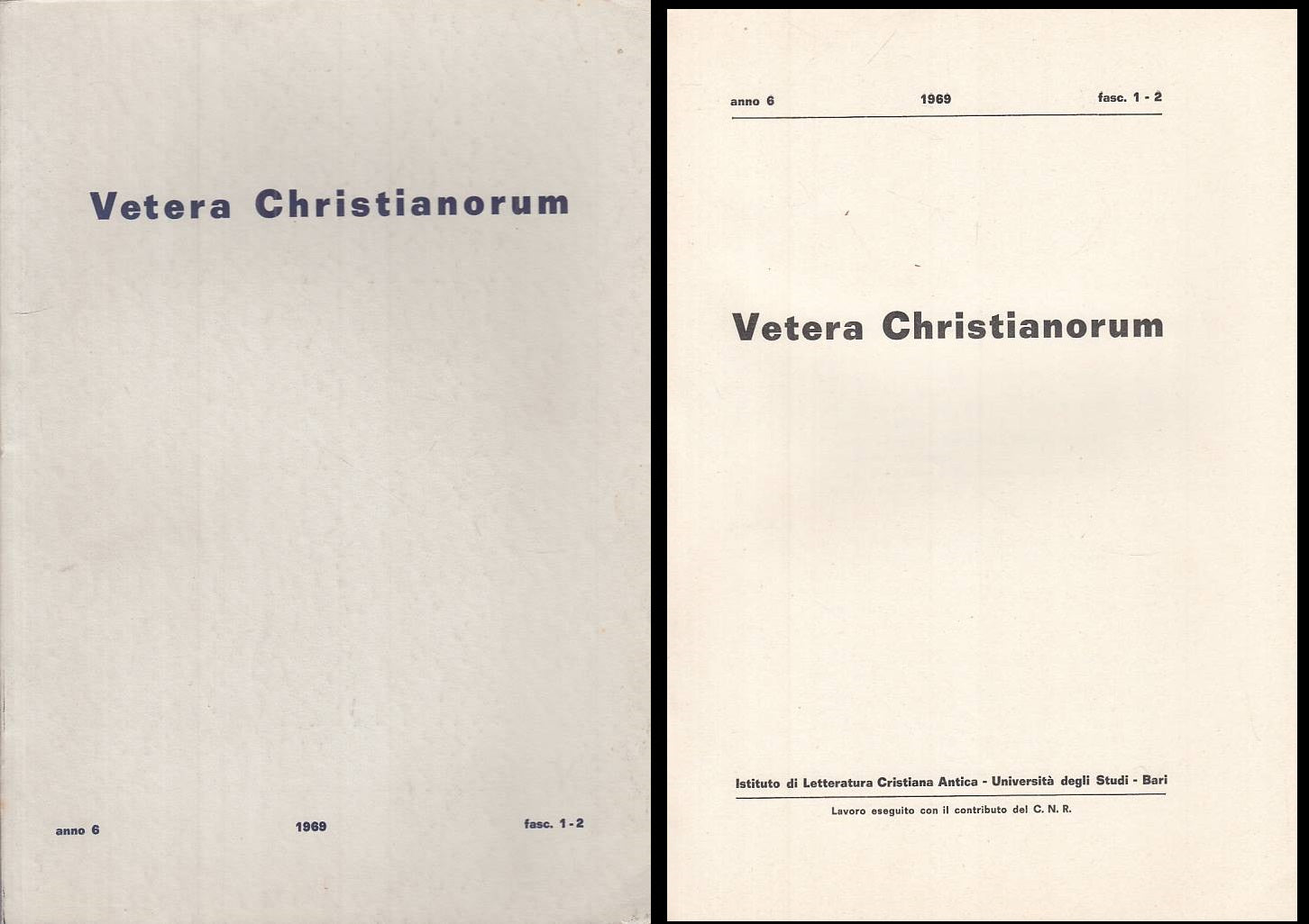 LS- VETERA CHRISTIANORUM FASC.1/2 ANNO 6 -- DEDALO BARI --- 1969 - B - ZTS276