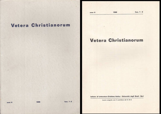 LS- VETERA CHRISTIANORUM FASC.1/2 ANNO 6 -- DEDALO BARI --- 1969 - B - ZTS276