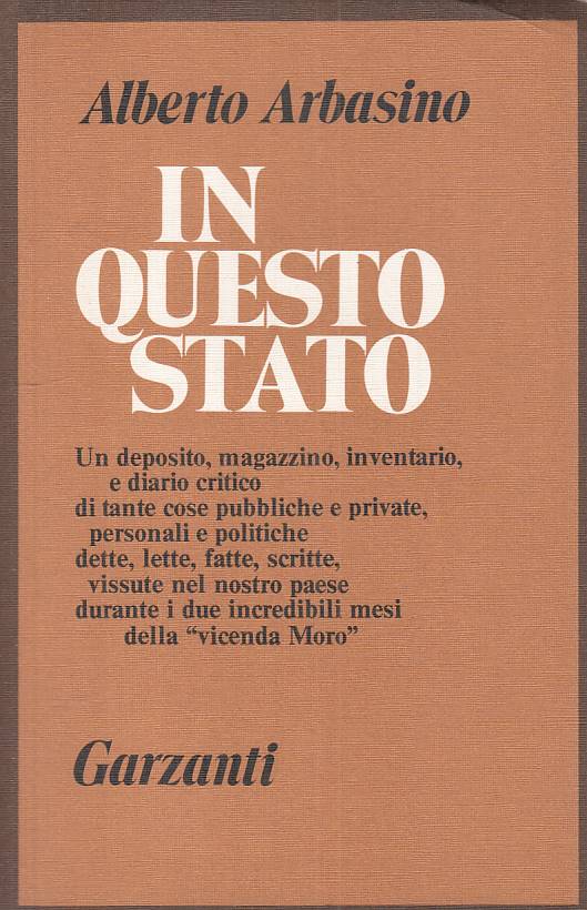 LS- IN QUESTO STATO - ARBASINO - GARZANTI -- 1a ED. - 1978 - B - ZTS616