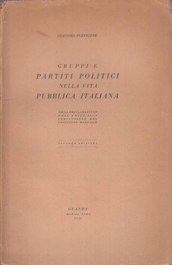 LS- GRUPPI E PARTITI VITA PUBBLICA ITALIANA - PERTICONE - GUANDA ---- B - ZTS616