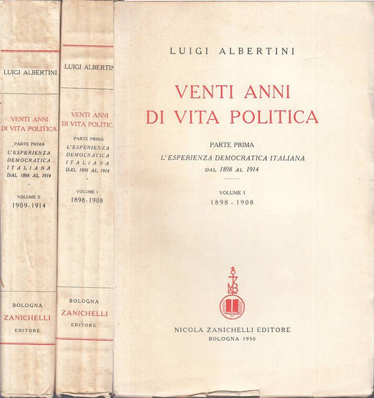 LS- VENTI ANNI VITA POLITICA 1898/1914 2 VOLL.-- ZANICHELLI--- 1951 - B - ZTS616
