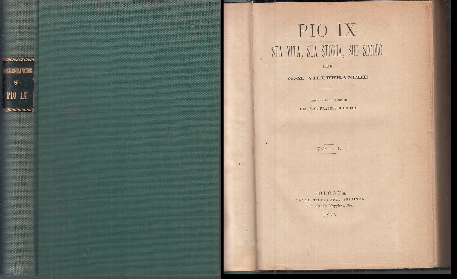 LD- PIO IX  SUA VITA SUA STORIA SUO SECOLO 1/2- VILLEFRANCHE---- 1877- C- ZFS313