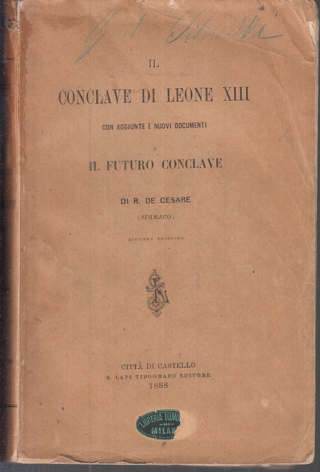 LD- IL CONCLAVE DI LEONE XIII - DE CESARE- CITTA' DI CASTELLO--- 1888- B- ZFS313