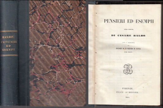 PENSIERI ED ESEMPI DIALOGHI - CESARE BALBO - LE MONNIER--- 1854- C- ZFS313