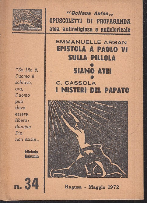 LD- NEGAZIONE DIO E STATO STIRNER BAKUNIN 24- AROLDI- FIACCOLA--- 1966- S-ZFS129