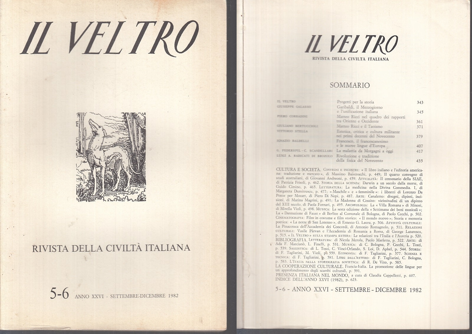 LZ- IL VELTRO 5-6 RIVISTA CIVILTA' ITALIANA -- DANTE ALIGHIERI--- 1982- B- YFS63