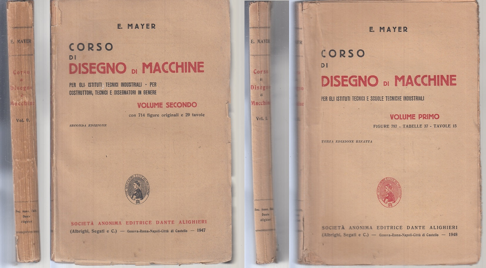 LZ- CORSO DI DISEGNO E MACCHINE VOLUMI 1/2 - E. MAYER - 1947/1948 - B- YTT752