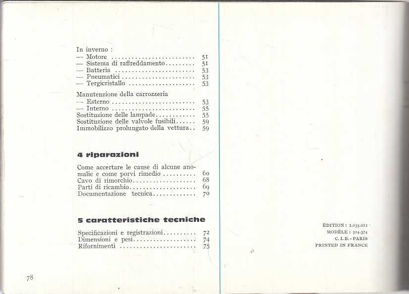 LZ- CARNET SERVICE  MANUALE USO E MANUTENZIONE SIMCA 1000 - S - XTS205