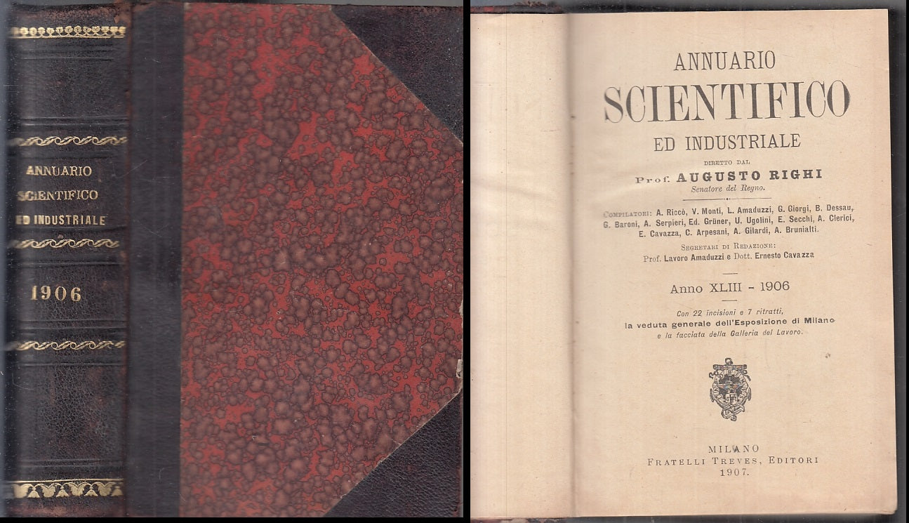 LZ- ANNUARIO SCIENTIFICO ED INDUSTRIALE - RIGHI- F.LLI TREVES--- 1907- C- ZTT446