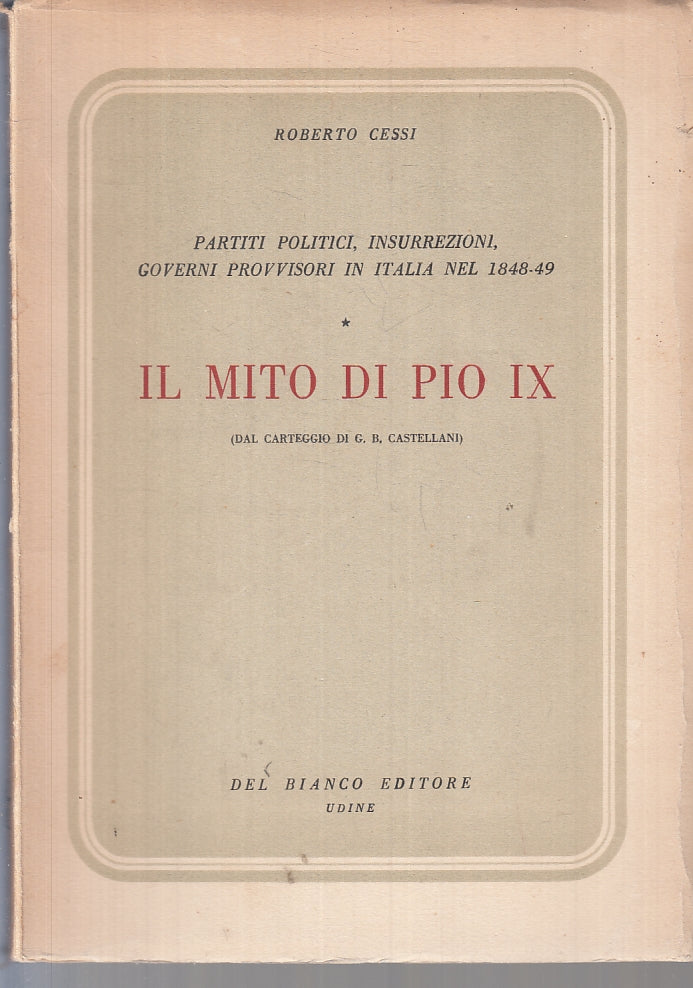 LD- IL MITO DI PIO IX INSURREZIONI- ROBERTO CESSI- DEL BIANCO--- 1953- B- ZTT210