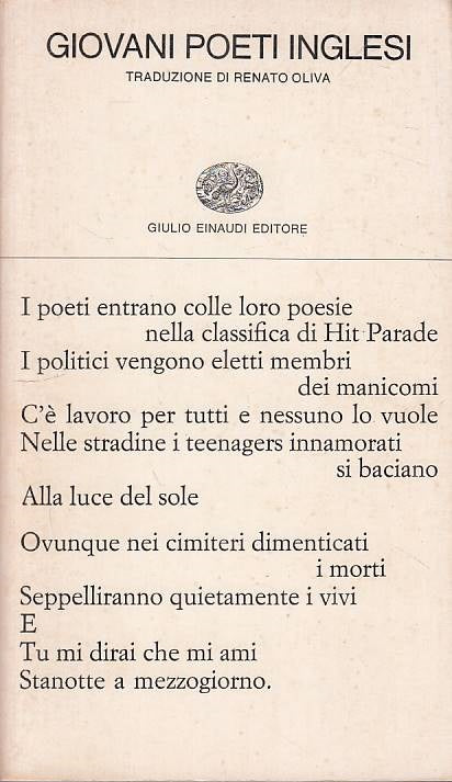 LN- GIOVANI POETI INGLESI - AA.VV. - EINAUDI - POESIA -- 1976 - B - XFS999