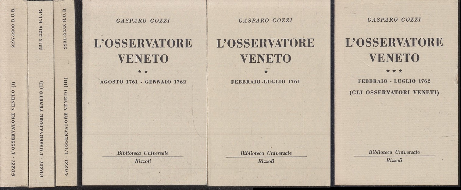 LN- L'OSSERVATORE VENETO 3 VOLUMI - GASPARO GOZZI - RIZZOLI - BUR --- B - XTS