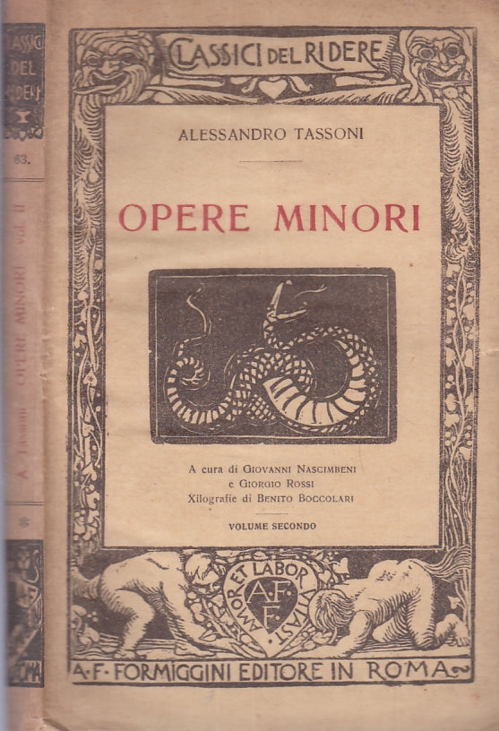 OPERE MINORI VOLUME 2 - TASSONI - FORMIGGINI- CLASSICI RIDERE-- 1926- B- XTS