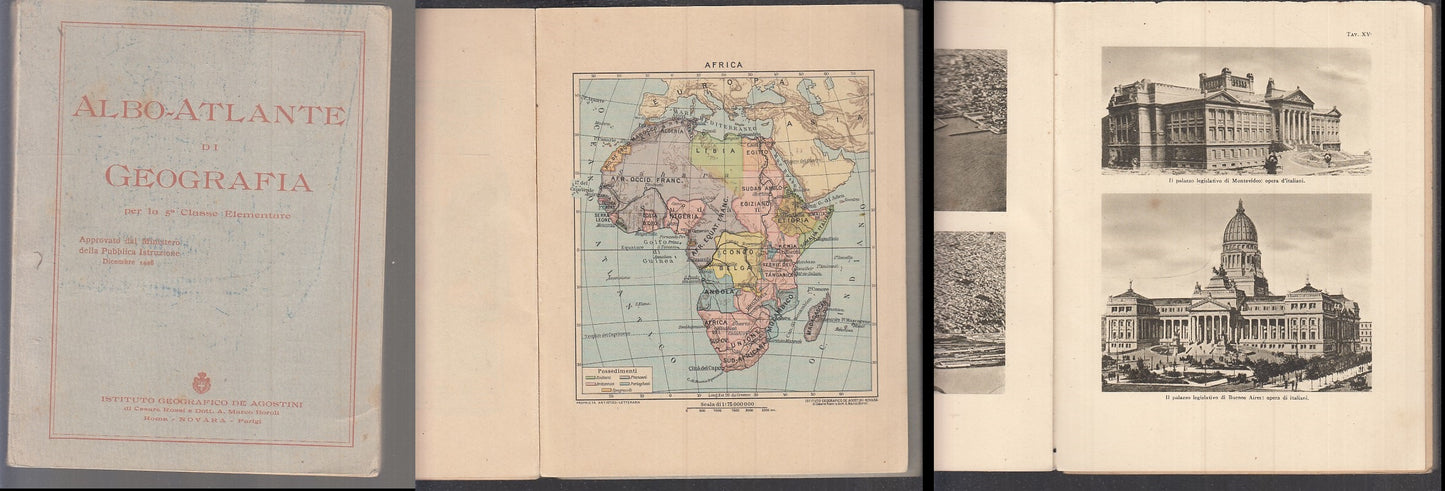 LZ- ALBO ATLANTE DI GEOGRAFIA 5a CLASSE ELEMENTARE - DE AGOSTINI- 1929- B- XFS32