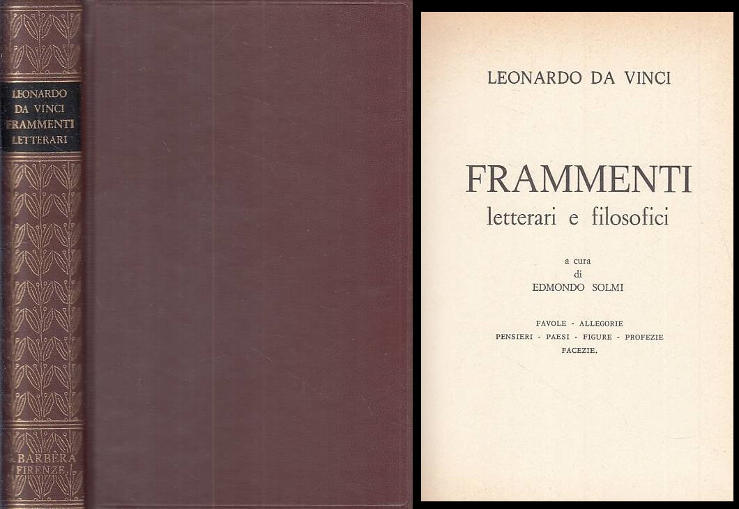 LS- FRAMMENTI LETTERARI E FILOSOFICI - DA VINCI - GIUNTI --- 1979 - C - ZFS57