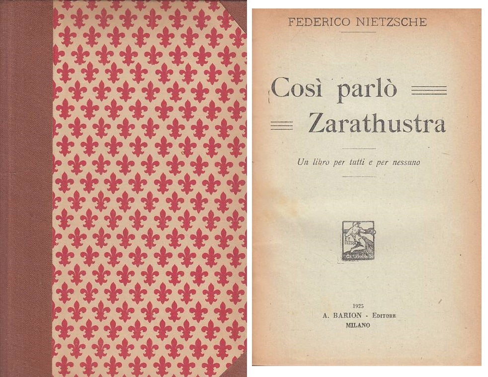 LS- COSI PARLO' ZARATHUSTRA - NIETSZCHE - BARION --- 1925 - C - ZFS144