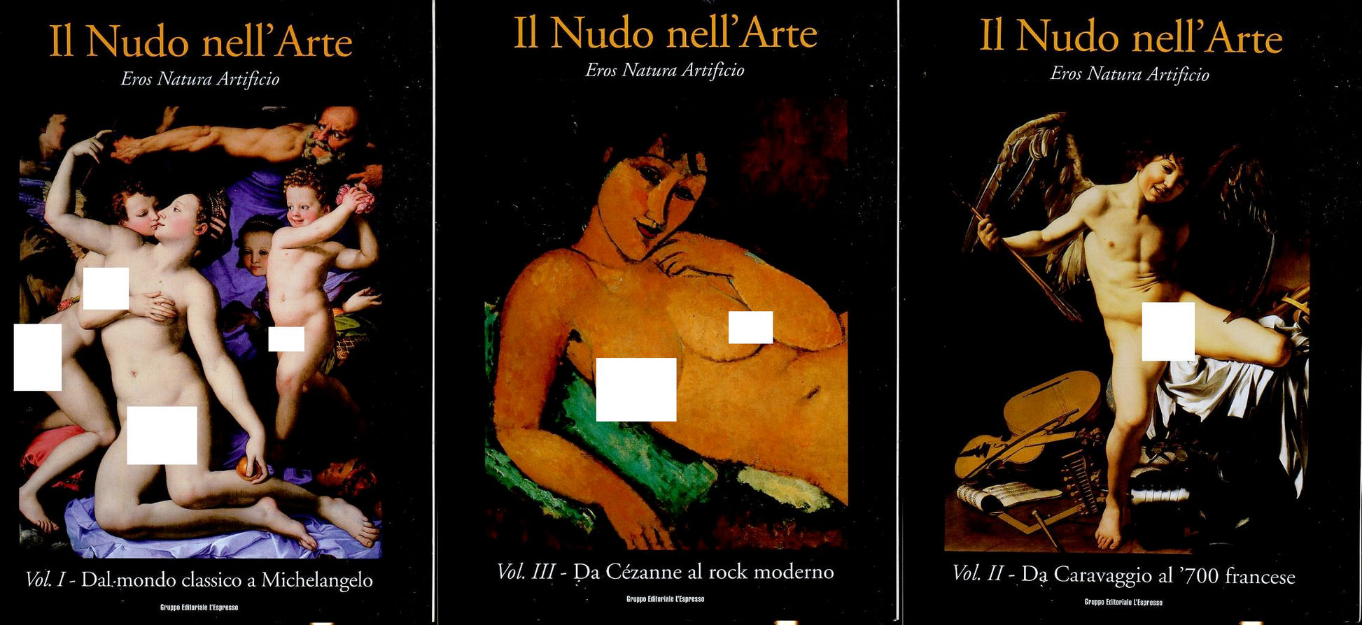 LT- IL NUDO NELL'ARTE 3 VOLUMI EROS NATURA ARTIFICIO -- FABBRI--- 1999- B- ZFS95