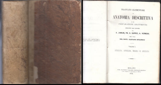 LD- ELEMENTI DI ANATOMIA UMANA - GAETANO STRAMBIO - VALLARDI --- 1854- C- XFS4