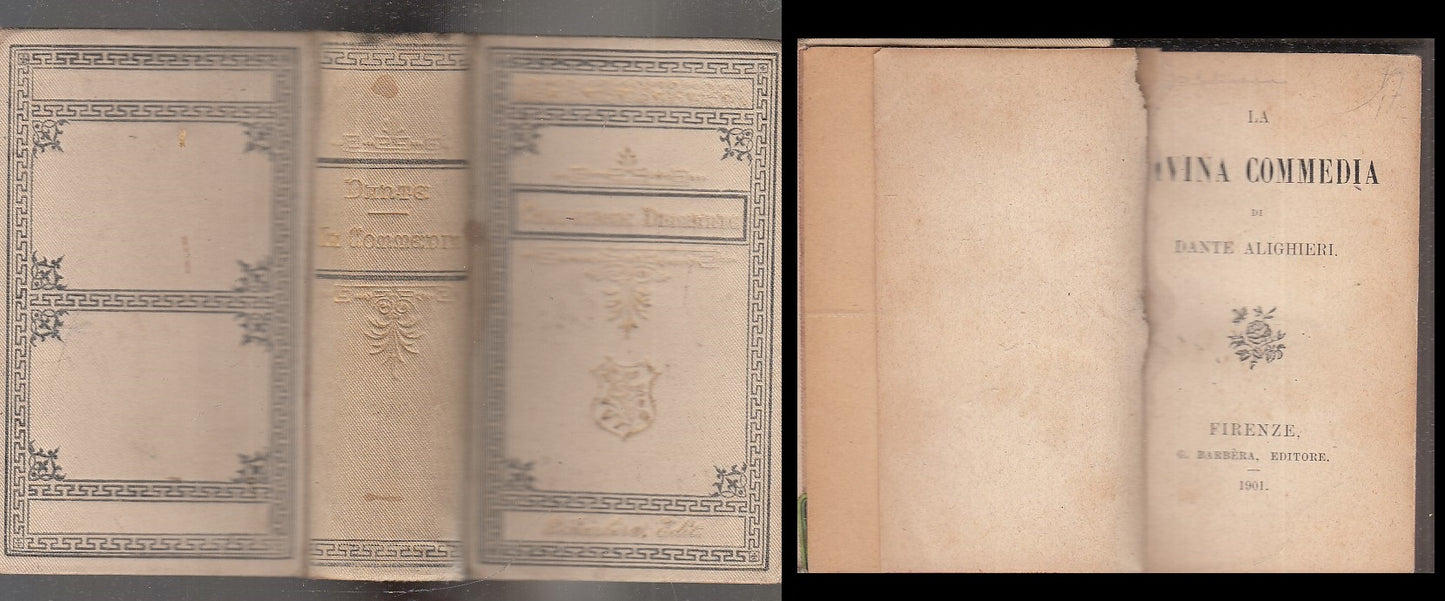 LN- LA DIVINA COMMEDIA- DANTE ALIGHIERI- BARBERA- COLLEZIONE DIAMANTE- 1901- C-XFS