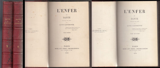 L'ENFER 2 VOLUMI FRANCESE- DANTE ALIGHIERI- MICHEL LEVY FRERES- 1852- C- XFS