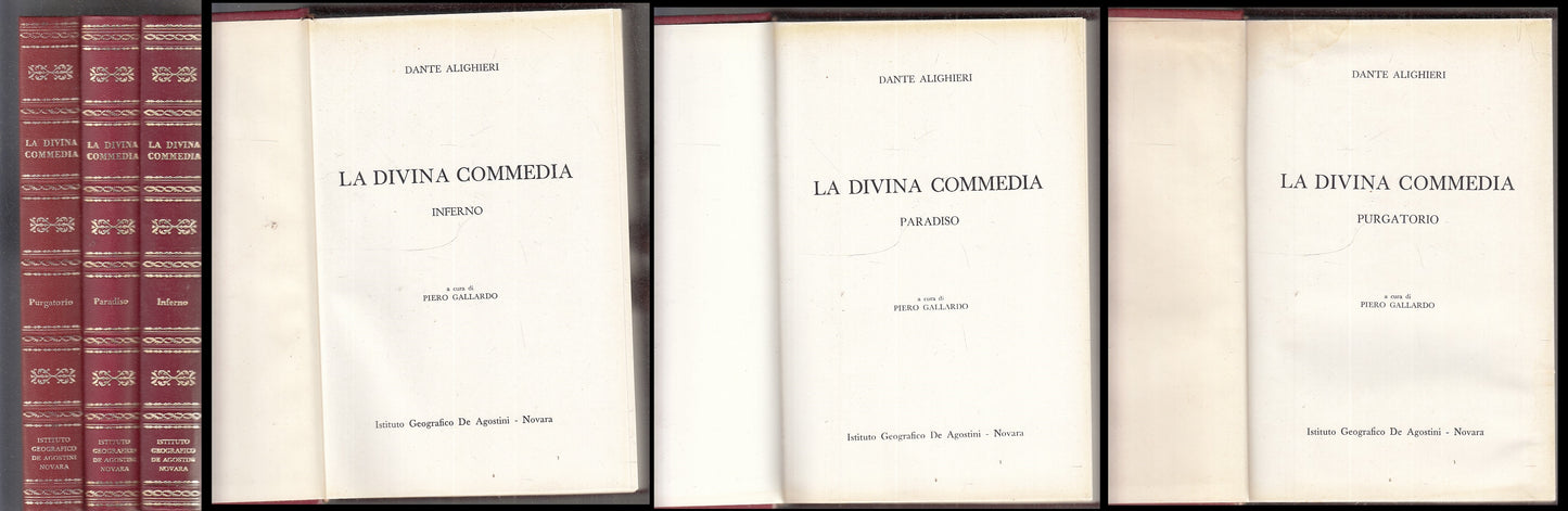LN- LA DIVINA COMMEDIA 3 VOLUMI GALLARDO - DANTE ALIGHIERI - DeAGOSTINI - C- XFS