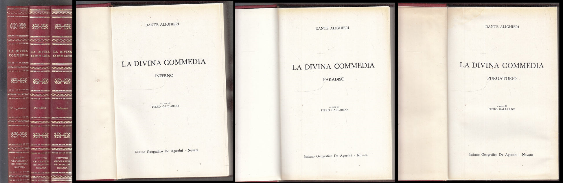 LN- LA DIVINA COMMEDIA 3 VOLUMI GALLARDO - DANTE ALIGHIERI - DeAGOSTINI - C- XFS