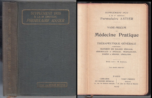 LH- VADEMECUM DE MEDICINE PRATIQUE THERAPEUTIQUE GENERALE ASTIER- 1923- C-ZFS152